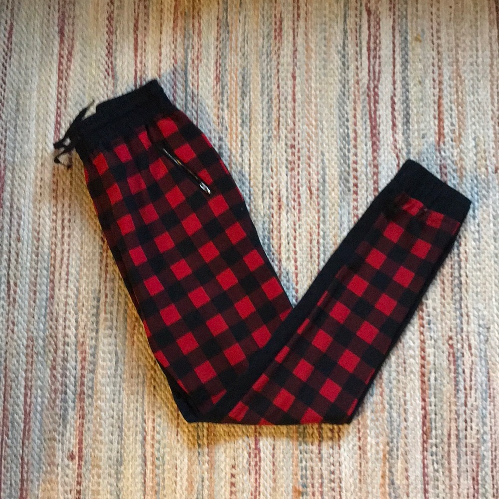 Buffalo Plaid High Rise Joggers